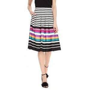 Banana Republic Pleated Skirt Multicolored Striped Size 8 Knee Length